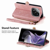 Geometric Zipper Wallet Side Buckle Leather Phone Case, For Xiaomi Redmi Note 14 Pro 5G