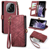 Geometric Zipper Wallet Side Buckle Leather Phone Case, For Xiaomi 15 Ultra, For Redmi Turbo 4, For Xiaomi Poco X7 Pro, For Redmi Note 14 4G 163.25mm, For Xiaomi 15 Pro, For Xiaomi 15, For Xiaomi Redmi Note 14 5G, For Xiaomi Redmi Note 14 Pro+ 5G