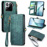Geometric Zipper Wallet Side Buckle Leather Phone Case, For Xiaomi 15 Ultra, For Redmi Turbo 4, For Xiaomi Poco X7 Pro, For Redmi Note 14 4G 163.25mm, For Xiaomi 15 Pro, For Xiaomi 15, For Xiaomi Redmi Note 14 5G, For Xiaomi Redmi Note 14 Pro+ 5G