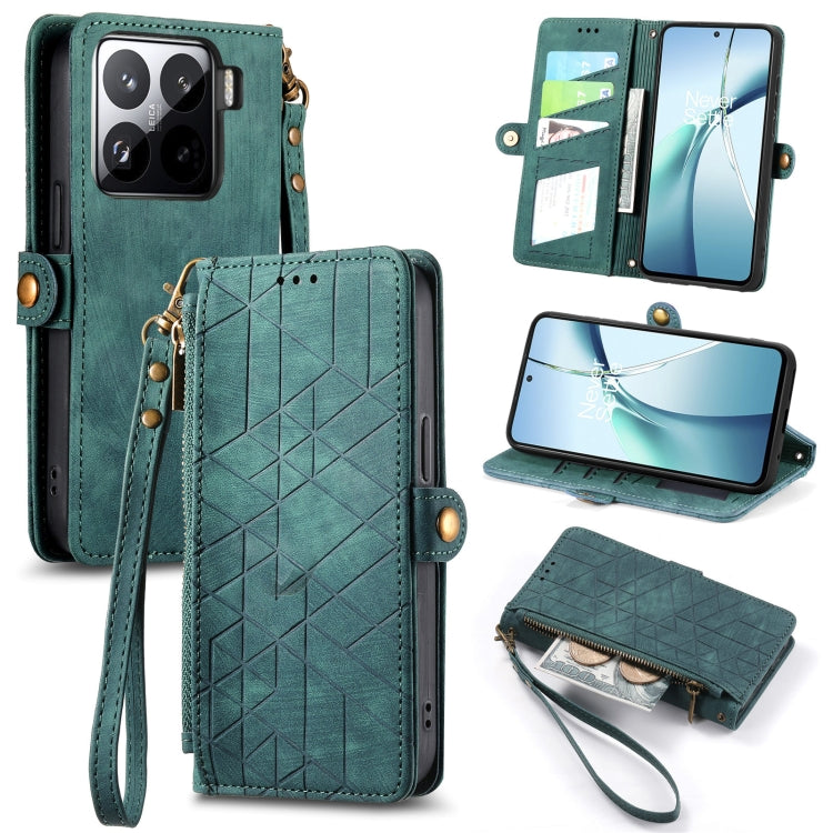 Geometric Zipper Wallet Side Buckle Leather Phone Case, For Xiaomi 15 Ultra, For Redmi Turbo 4, For Xiaomi Poco X7 Pro, For Redmi Note 14 4G 163.25mm, For Xiaomi 15 Pro, For Xiaomi 15, For Xiaomi Redmi Note 14 5G, For Xiaomi Redmi Note 14 Pro+ 5G