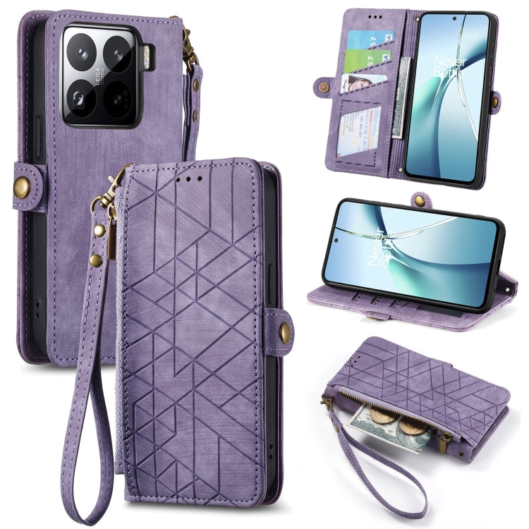 Geometric Zipper Wallet Side Buckle Leather Phone Case, For Xiaomi 15 Ultra, For Redmi Turbo 4, For Xiaomi Poco X7 Pro, For Redmi Note 14 4G 163.25mm, For Xiaomi 15 Pro, For Xiaomi 15, For Xiaomi Redmi Note 14 5G, For Xiaomi Redmi Note 14 Pro+ 5G