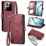 Geometric Zipper Wallet Side Buckle Leather Phone Case, For Xiaomi 15 Ultra, For Redmi Turbo 4, For Xiaomi Poco X7 Pro, For Redmi Note 14 4G 163.25mm, For Xiaomi 15 Pro, For Xiaomi 15, For Xiaomi Redmi Note 14 5G, For Xiaomi Redmi Note 14 Pro+ 5G