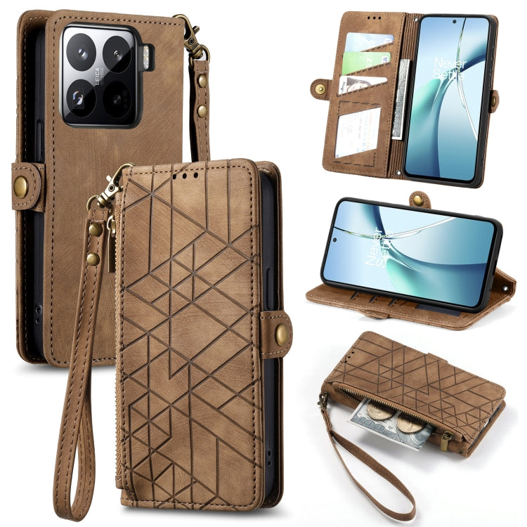 Geometric Zipper Wallet Side Buckle Leather Phone Case, For Xiaomi 15 Ultra, For Redmi Turbo 4, For Xiaomi Poco X7 Pro, For Redmi Note 14 4G 163.25mm, For Xiaomi 15 Pro, For Xiaomi 15, For Xiaomi Redmi Note 14 5G, For Xiaomi Redmi Note 14 Pro+ 5G