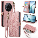 Geometric Zipper Wallet Side Buckle Leather Phone Case, For Xiaomi 15 Ultra, For Redmi Turbo 4, For Xiaomi Poco X7 Pro, For Redmi Note 14 4G 163.25mm, For Xiaomi 15 Pro, For Xiaomi 15, For Xiaomi Redmi Note 14 5G, For Xiaomi Redmi Note 14 Pro+ 5G
