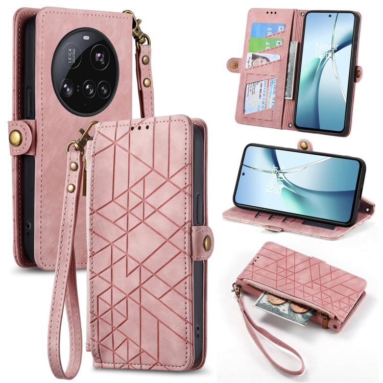 Geometric Zipper Wallet Side Buckle Leather Phone Case, For Xiaomi 15 Ultra, For Redmi Turbo 4, For Xiaomi Poco X7 Pro, For Redmi Note 14 4G 163.25mm, For Xiaomi 15 Pro, For Xiaomi 15, For Xiaomi Redmi Note 14 5G, For Xiaomi Redmi Note 14 Pro+ 5G