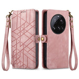 Geometric Zipper Wallet Side Buckle Leather Phone Case, For Xiaomi 15 Ultra, For Redmi Turbo 4, For Xiaomi Poco X7 Pro, For Redmi Note 14 4G 163.25mm, For Xiaomi 15 Pro, For Xiaomi 15, For Xiaomi Redmi Note 14 5G, For Xiaomi Redmi Note 14 Pro+ 5G