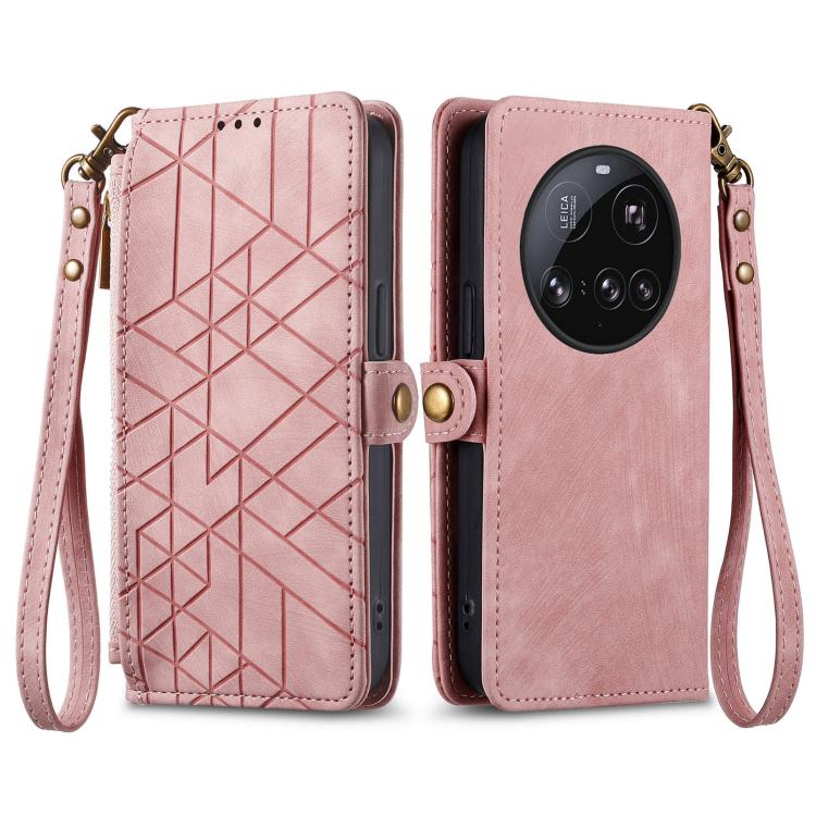 Geometric Zipper Wallet Side Buckle Leather Phone Case, For Xiaomi 15 Ultra, For Redmi Turbo 4, For Xiaomi Poco X7 Pro, For Redmi Note 14 4G 163.25mm, For Xiaomi 15 Pro, For Xiaomi 15, For Xiaomi Redmi Note 14 5G, For Xiaomi Redmi Note 14 Pro+ 5G