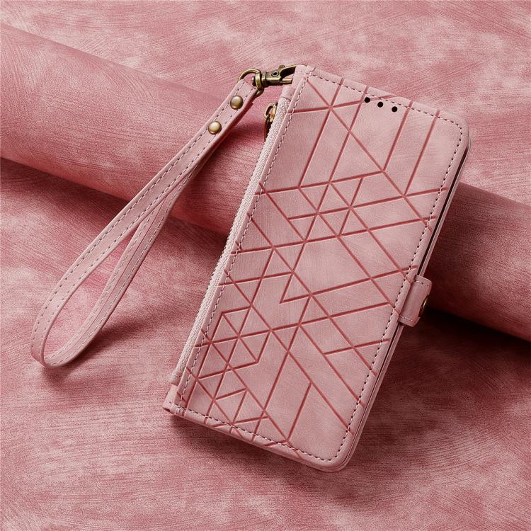 Geometric Zipper Wallet Side Buckle Leather Phone Case, For Xiaomi 15 Ultra, For Redmi Turbo 4, For Xiaomi Poco X7 Pro, For Redmi Note 14 4G 163.25mm, For Xiaomi 15 Pro, For Xiaomi 15, For Xiaomi Redmi Note 14 5G, For Xiaomi Redmi Note 14 Pro+ 5G