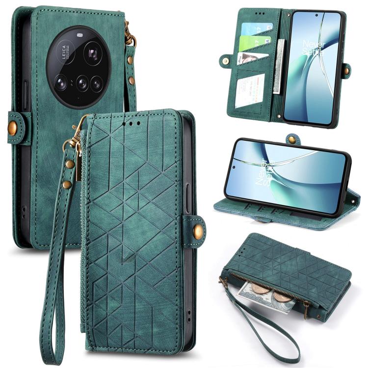 Geometric Zipper Wallet Side Buckle Leather Phone Case, For Xiaomi 15 Ultra, For Redmi Turbo 4, For Xiaomi Poco X7 Pro, For Redmi Note 14 4G 163.25mm, For Xiaomi 15 Pro, For Xiaomi 15, For Xiaomi Redmi Note 14 5G, For Xiaomi Redmi Note 14 Pro+ 5G