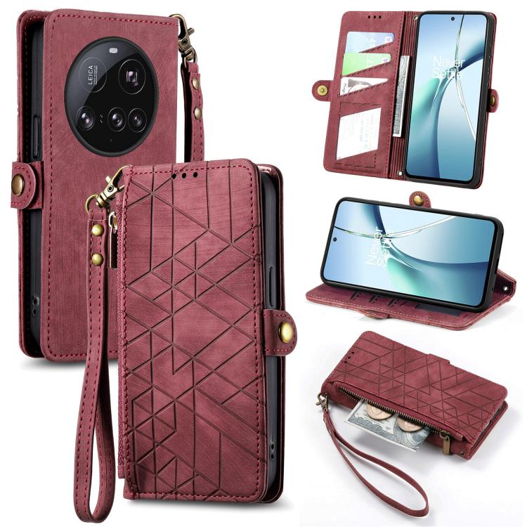 Geometric Zipper Wallet Side Buckle Leather Phone Case, For Xiaomi 15 Ultra, For Redmi Turbo 4, For Xiaomi Poco X7 Pro, For Redmi Note 14 4G 163.25mm, For Xiaomi 15 Pro, For Xiaomi 15, For Xiaomi Redmi Note 14 5G, For Xiaomi Redmi Note 14 Pro+ 5G
