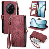 Geometric Zipper Wallet Side Buckle Leather Phone Case, For Xiaomi 15 Ultra, For Redmi Turbo 4, For Xiaomi Poco X7 Pro, For Redmi Note 14 4G 163.25mm, For Xiaomi 15 Pro, For Xiaomi 15, For Xiaomi Redmi Note 14 5G, For Xiaomi Redmi Note 14 Pro+ 5G