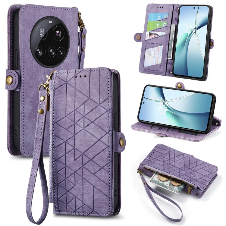 Geometric Zipper Wallet Side Buckle Leather Phone Case, For Xiaomi 15 Ultra, For Redmi Turbo 4, For Xiaomi Poco X7 Pro, For Redmi Note 14 4G 163.25mm, For Xiaomi 15 Pro, For Xiaomi 15, For Xiaomi Redmi Note 14 5G, For Xiaomi Redmi Note 14 Pro+ 5G