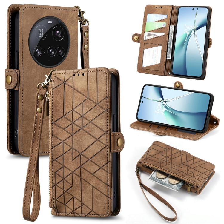 Geometric Zipper Wallet Side Buckle Leather Phone Case, For Xiaomi 15 Ultra, For Redmi Turbo 4, For Xiaomi Poco X7 Pro, For Redmi Note 14 4G 163.25mm, For Xiaomi 15 Pro, For Xiaomi 15, For Xiaomi Redmi Note 14 5G, For Xiaomi Redmi Note 14 Pro+ 5G