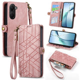 Geometric Zipper Wallet Side Buckle Leather Phone Case, For Xiaomi 15 Ultra, For Redmi Turbo 4, For Xiaomi Poco X7 Pro, For Redmi Note 14 4G 163.25mm, For Xiaomi 15 Pro, For Xiaomi 15, For Xiaomi Redmi Note 14 5G, For Xiaomi Redmi Note 14 Pro+ 5G