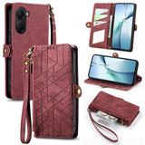 Geometric Zipper Wallet Side Buckle Leather Phone Case, For Xiaomi 15 Ultra, For Redmi Turbo 4, For Xiaomi Poco X7 Pro, For Redmi Note 14 4G 163.25mm, For Xiaomi 15 Pro, For Xiaomi 15, For Xiaomi Redmi Note 14 5G, For Xiaomi Redmi Note 14 Pro+ 5G