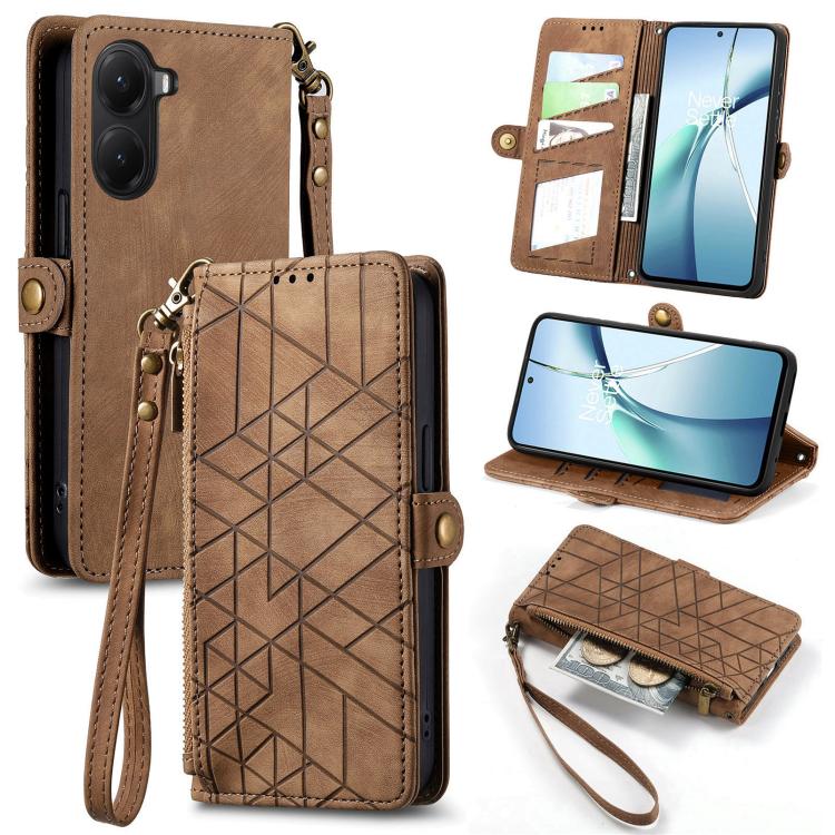 Geometric Zipper Wallet Side Buckle Leather Phone Case, For Xiaomi 15 Ultra, For Redmi Turbo 4, For Xiaomi Poco X7 Pro, For Redmi Note 14 4G 163.25mm, For Xiaomi 15 Pro, For Xiaomi 15, For Xiaomi Redmi Note 14 5G, For Xiaomi Redmi Note 14 Pro+ 5G