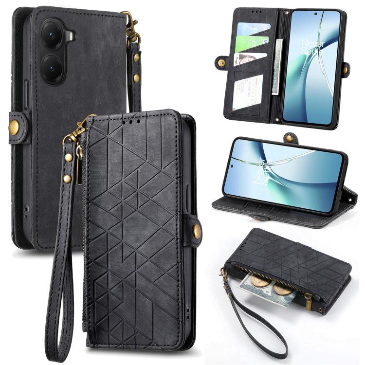 Geometric Zipper Wallet Side Buckle Leather Phone Case, For Xiaomi 15 Ultra, For Redmi Turbo 4, For Xiaomi Poco X7 Pro, For Redmi Note 14 4G 163.25mm, For Xiaomi 15 Pro, For Xiaomi 15, For Xiaomi Redmi Note 14 5G, For Xiaomi Redmi Note 14 Pro+ 5G