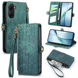 Geometric Zipper Wallet Side Buckle Leather Phone Case, For Xiaomi 15 Ultra, For Redmi Turbo 4, For Xiaomi Poco X7 Pro, For Redmi Note 14 4G 163.25mm, For Xiaomi 15 Pro, For Xiaomi 15, For Xiaomi Redmi Note 14 5G, For Xiaomi Redmi Note 14 Pro+ 5G