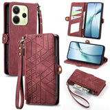 Geometric Zipper Wallet Side Buckle Leather Phone Case, For Xiaomi 17 Pro Max, For Xiaomi 17 Pro, For Xiaomi 17, For Xiaomi Poco M7 4G 169mm, For Redmi 15C 5G / 4G Glodal 171mm, For Xiaomi 15T Pro, For Xiaomi 15T, For Redmi Note 14 4G 164.84mm