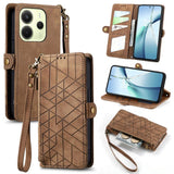 Geometric Zipper Wallet Side Buckle Leather Phone Case, For Xiaomi 17 Pro Max, For Xiaomi 17 Pro, For Xiaomi 17, For Xiaomi Poco M7 4G 169mm, For Redmi 15C 5G / 4G Glodal 171mm, For Xiaomi 15T Pro, For Xiaomi 15T, For Redmi Note 14 4G 164.84mm