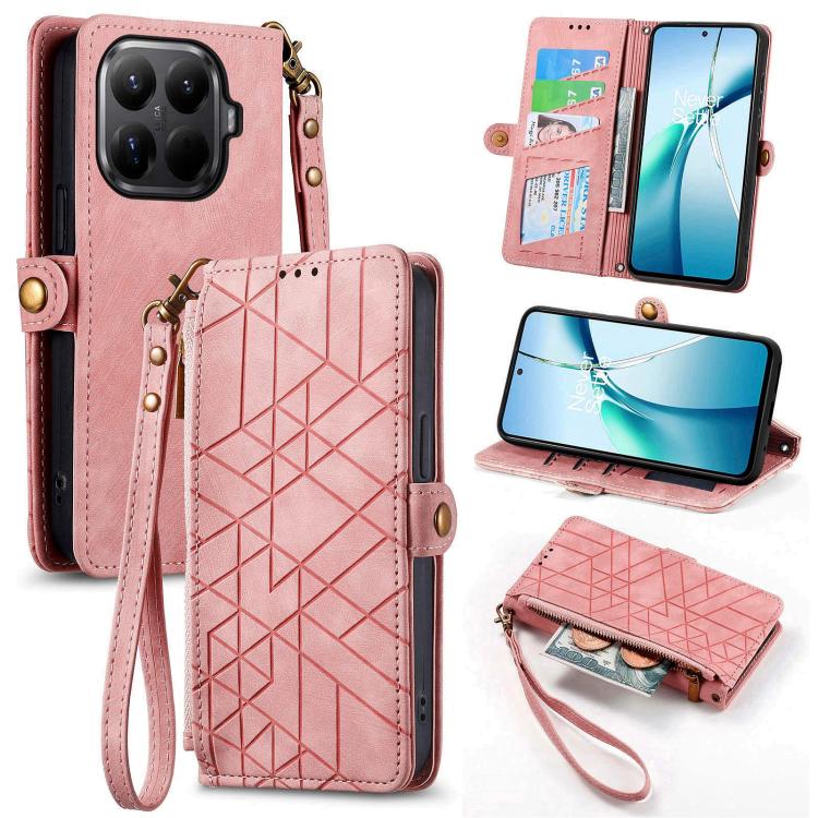 Geometric Zipper Wallet Side Buckle Leather Phone Case, For Xiaomi 17 Pro Max, For Xiaomi 17 Pro, For Xiaomi 17, For Xiaomi Poco M7 4G 169mm, For Redmi 15C 5G / 4G Glodal 171mm, For Xiaomi 15T Pro, For Xiaomi 15T, For Redmi Note 14 4G 164.84mm