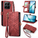 Geometric Zipper Wallet Side Buckle Leather Phone Case, For Xiaomi 17 Pro Max, For Xiaomi 17 Pro, For Xiaomi 17, For Xiaomi Poco M7 4G 169mm, For Redmi 15C 5G / 4G Glodal 171mm, For Xiaomi 15T Pro, For Xiaomi 15T, For Redmi Note 14 4G 164.84mm