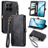 Geometric Zipper Wallet Side Buckle Leather Phone Case, For Xiaomi 17 Pro Max, For Xiaomi 17 Pro, For Xiaomi 17, For Xiaomi Poco M7 4G 169mm, For Redmi 15C 5G / 4G Glodal 171mm, For Xiaomi 15T Pro, For Xiaomi 15T, For Redmi Note 14 4G 164.84mm