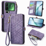Geometric Zipper Wallet Side Buckle Leather Phone Case, For Xiaomi 17 Pro Max, For Xiaomi 17 Pro, For Xiaomi 17, For Xiaomi Poco M7 4G 169mm, For Redmi 15C 5G / 4G Glodal 171mm, For Xiaomi 15T Pro, For Xiaomi 15T, For Redmi Note 14 4G 164.84mm
