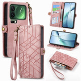 Geometric Zipper Wallet Side Buckle Leather Phone Case, For Xiaomi 17 Pro Max, For Xiaomi 17 Pro, For Xiaomi 17, For Xiaomi Poco M7 4G 169mm, For Redmi 15C 5G / 4G Glodal 171mm, For Xiaomi 15T Pro, For Xiaomi 15T, For Redmi Note 14 4G 164.84mm