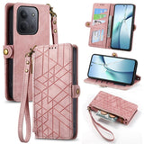 Geometric Zipper Wallet Side Buckle Leather Phone Case, For Xiaomi 17 Pro Max, For Xiaomi 17 Pro, For Xiaomi 17, For Xiaomi Poco M7 4G 169mm, For Redmi 15C 5G / 4G Glodal 171mm, For Xiaomi 15T Pro, For Xiaomi 15T, For Redmi Note 14 4G 164.84mm
