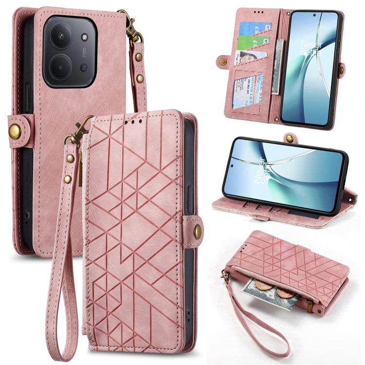 Geometric Zipper Wallet Side Buckle Leather Phone Case, For Xiaomi 17 Pro Max, For Xiaomi 17 Pro, For Xiaomi 17, For Xiaomi Poco M7 4G 169mm, For Redmi 15C 5G / 4G Glodal 171mm, For Xiaomi 15T Pro, For Xiaomi 15T, For Redmi Note 14 4G 164.84mm