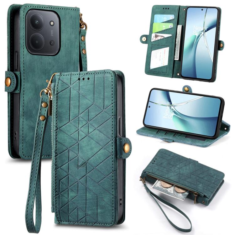 Geometric Zipper Wallet Side Buckle Leather Phone Case, For Xiaomi 17 Pro Max, For Xiaomi 17 Pro, For Xiaomi 17, For Xiaomi Poco M7 4G 169mm, For Redmi 15C 5G / 4G Glodal 171mm, For Xiaomi 15T Pro, For Xiaomi 15T, For Redmi Note 14 4G 164.84mm