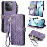 Geometric Zipper Wallet Side Buckle Leather Phone Case, For Xiaomi 17 Pro Max, For Xiaomi 17 Pro, For Xiaomi 17, For Xiaomi Poco M7 4G 169mm, For Redmi 15C 5G / 4G Glodal 171mm, For Xiaomi 15T Pro, For Xiaomi 15T, For Redmi Note 14 4G 164.84mm