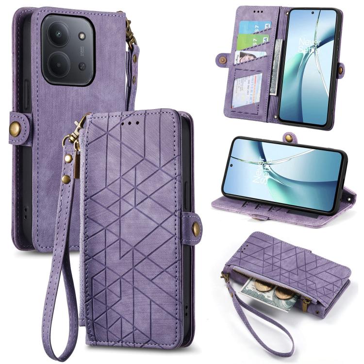 Geometric Zipper Wallet Side Buckle Leather Phone Case, For Xiaomi 17 Pro Max, For Xiaomi 17 Pro, For Xiaomi 17, For Xiaomi Poco M7 4G 169mm, For Redmi 15C 5G / 4G Glodal 171mm, For Xiaomi 15T Pro, For Xiaomi 15T, For Redmi Note 14 4G 164.84mm
