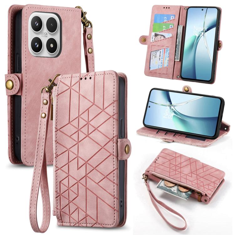 Geometric Zipper Wallet Side Buckle Leather Phone Case, For Xiaomi 17 Pro Max, For Xiaomi 17 Pro, For Xiaomi 17, For Xiaomi Poco M7 4G 169mm, For Redmi 15C 5G / 4G Glodal 171mm, For Xiaomi 15T Pro, For Xiaomi 15T, For Redmi Note 14 4G 164.84mm