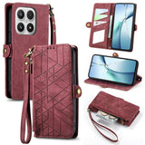 Geometric Zipper Wallet Side Buckle Leather Phone Case, For Xiaomi 17 Pro Max, For Xiaomi 17 Pro, For Xiaomi 17, For Xiaomi Poco M7 4G 169mm, For Redmi 15C 5G / 4G Glodal 171mm, For Xiaomi 15T Pro, For Xiaomi 15T, For Redmi Note 14 4G 164.84mm