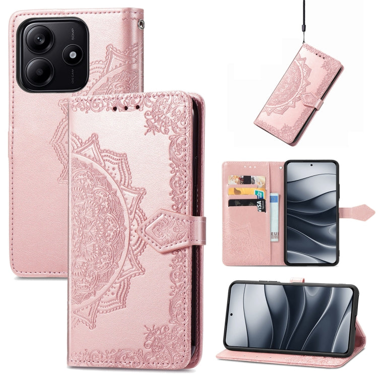 Mandala Flower Embossed Leather Phone Case, For Xiaomi 15T Pro, For Xiaomi 15T, For Xiaomi 15 Ultra, For Redmi Turbo 4, For Xiaomi Poco X7 Pro, For Xiaomi 15 Pro, For Xiaomi 15, For Xiaomi Redmi Note 14 5G