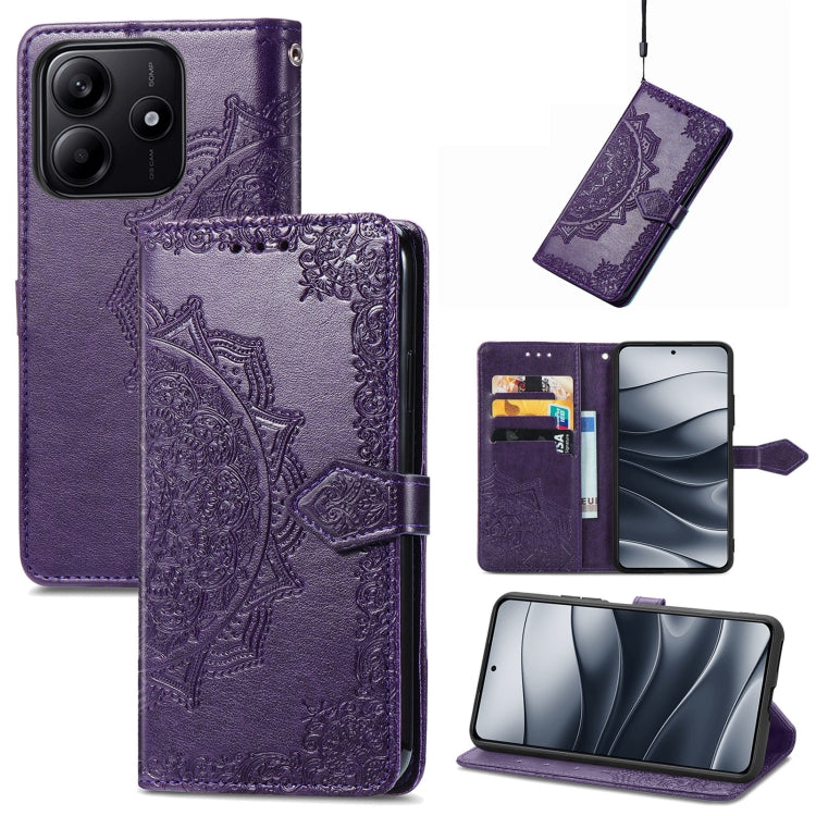 Mandala Flower Embossed Leather Phone Case, For Xiaomi 15T Pro, For Xiaomi 15T, For Xiaomi 15 Ultra, For Redmi Turbo 4, For Xiaomi Poco X7 Pro, For Xiaomi 15 Pro, For Xiaomi 15, For Xiaomi Redmi Note 14 5G