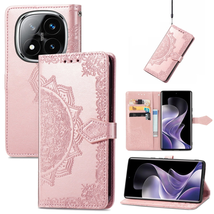 Mandala Flower Embossed Leather Phone Case, For Xiaomi Redmi Note 14 Pro+ 5G, For Xiaomi Redmi Note 14 Pro 5G, For Redmi 15C 5G / 4G Glodal 171mm