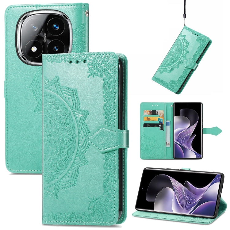 Mandala Flower Embossed Leather Phone Case, For Xiaomi Redmi Note 14 Pro+ 5G, For Xiaomi Redmi Note 14 Pro 5G, For Redmi 15C 5G / 4G Glodal 171mm