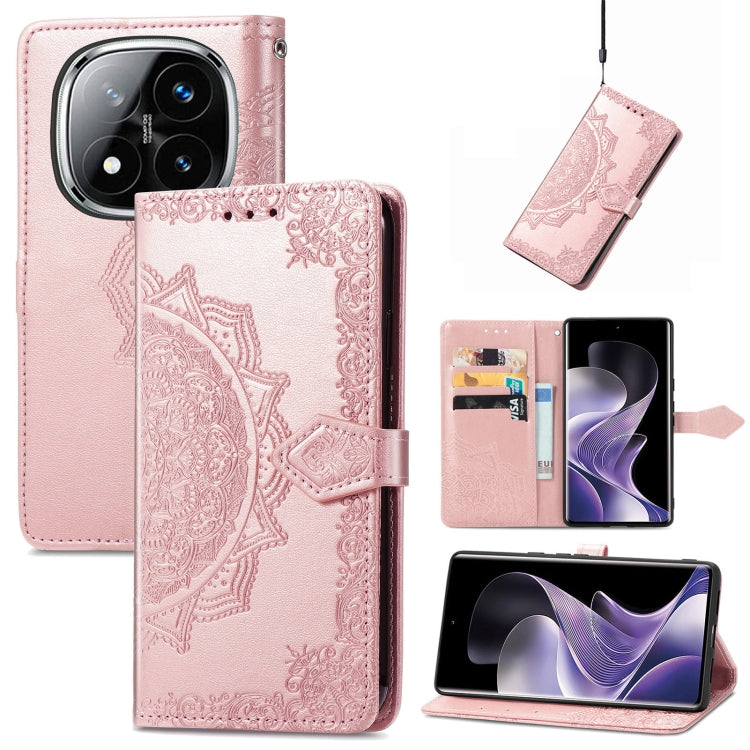 Mandala Flower Embossed Leather Phone Case, For Xiaomi Redmi Note 14 Pro+ 5G, For Xiaomi Redmi Note 14 Pro 5G, For Redmi 15C 5G / 4G Glodal 171mm