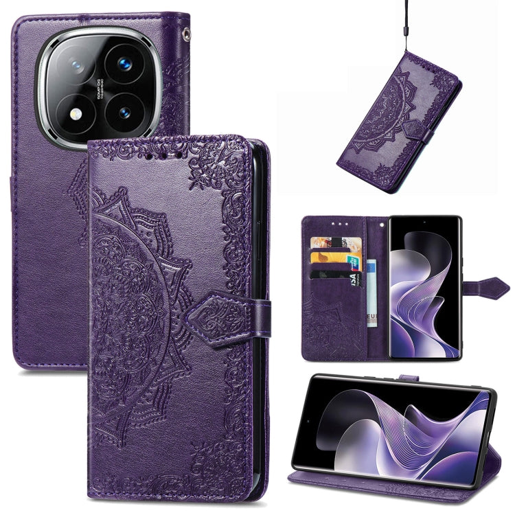 Mandala Flower Embossed Leather Phone Case, For Xiaomi Redmi Note 14 Pro+ 5G, For Xiaomi Redmi Note 14 Pro 5G, For Redmi 15C 5G / 4G Glodal 171mm