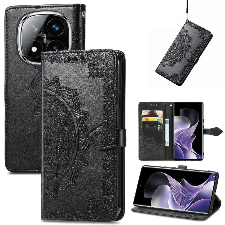 Mandala Flower Embossed Leather Phone Case, For Xiaomi Redmi Note 14 Pro+ 5G, For Xiaomi Redmi Note 14 Pro 5G, For Redmi 15C 5G / 4G Glodal 171mm