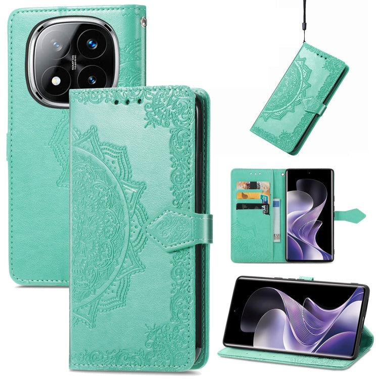 Mandala Flower Embossed Leather Phone Case, For Xiaomi Redmi Note 14 Pro+ 5G, For Xiaomi Redmi Note 14 Pro 5G, For Redmi 15C 5G / 4G Glodal 171mm