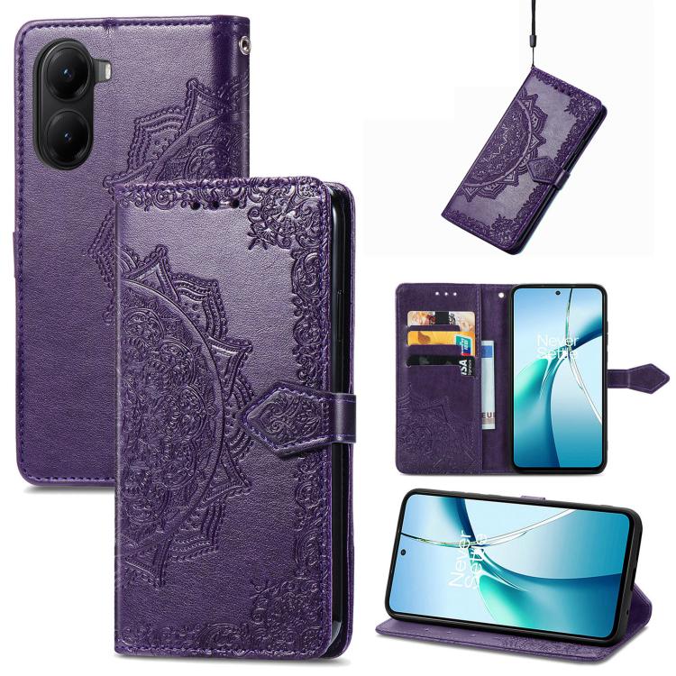 Mandala Flower Embossed Leather Phone Case, For Xiaomi 15T Pro, For Xiaomi 15T, For Xiaomi 15 Ultra, For Redmi Turbo 4, For Xiaomi Poco X7 Pro, For Xiaomi 15 Pro, For Xiaomi 15, For Xiaomi Redmi Note 14 5G