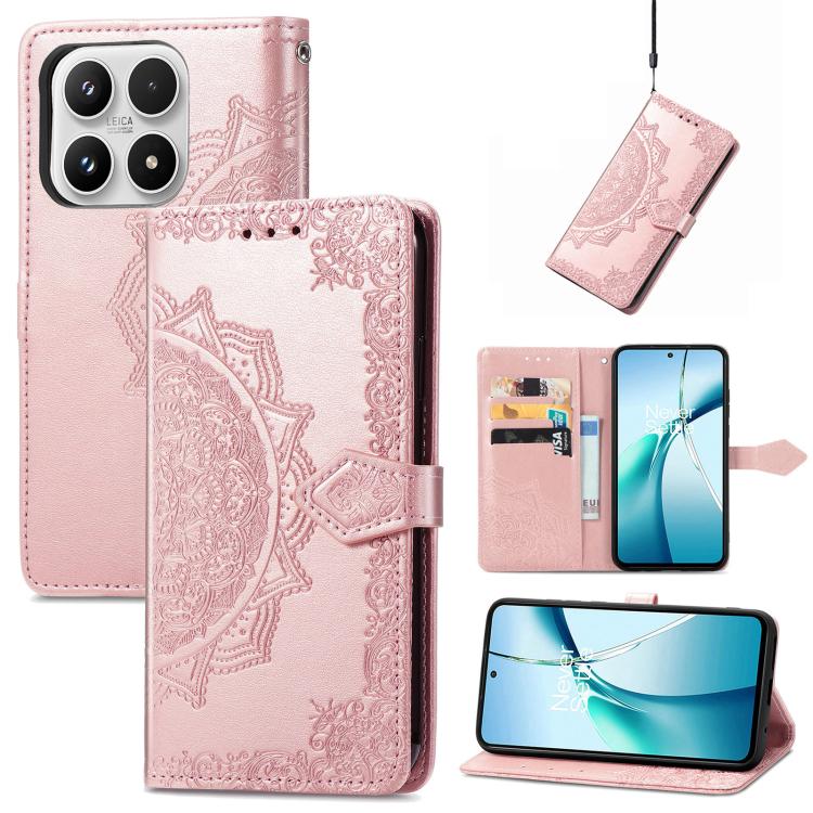 Mandala Flower Embossed Leather Phone Case, For Xiaomi Poco X8 Pro Max 5G, For Xiaomi Poco X8 Pro 5G, For Redmi Turbo 5 Max 5G, For Redmi Turbo 5 5G, For Xiaomi 17 Pro Max, For Xiaomi 17 Pro, For Xiaomi 17, For Xiaomi Poco M7 4G 169mm