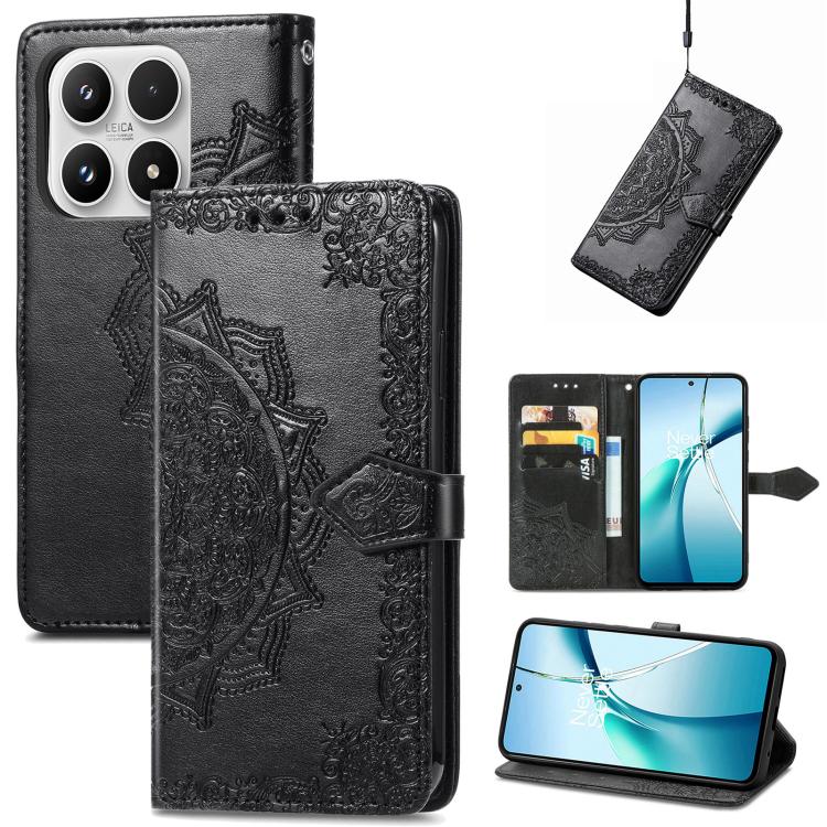 Mandala Flower Embossed Leather Phone Case, For Xiaomi Poco X8 Pro Max 5G, For Xiaomi Poco X8 Pro 5G, For Redmi Turbo 5 Max 5G, For Redmi Turbo 5 5G, For Xiaomi 17 Pro Max, For Xiaomi 17 Pro, For Xiaomi 17, For Xiaomi Poco M7 4G 169mm