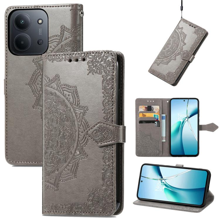 Mandala Flower Embossed Leather Phone Case, For Xiaomi Redmi Note 14 Pro+ 5G, For Xiaomi Redmi Note 14 Pro 5G, For Redmi 15C 5G / 4G Glodal 171mm