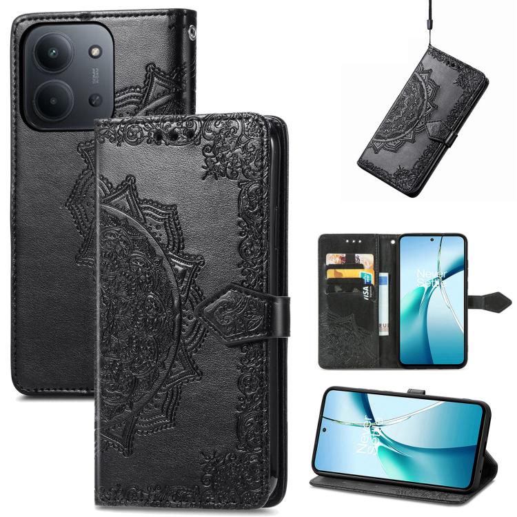 Mandala Flower Embossed Leather Phone Case, For Xiaomi Redmi Note 14 Pro+ 5G, For Xiaomi Redmi Note 14 Pro 5G, For Redmi 15C 5G / 4G Glodal 171mm