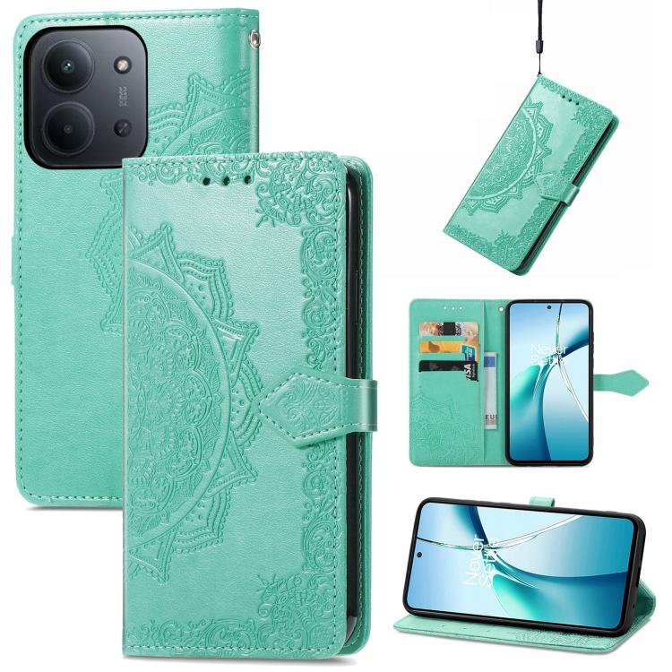 Mandala Flower Embossed Leather Phone Case, For Xiaomi Redmi Note 14 Pro+ 5G, For Xiaomi Redmi Note 14 Pro 5G, For Redmi 15C 5G / 4G Glodal 171mm